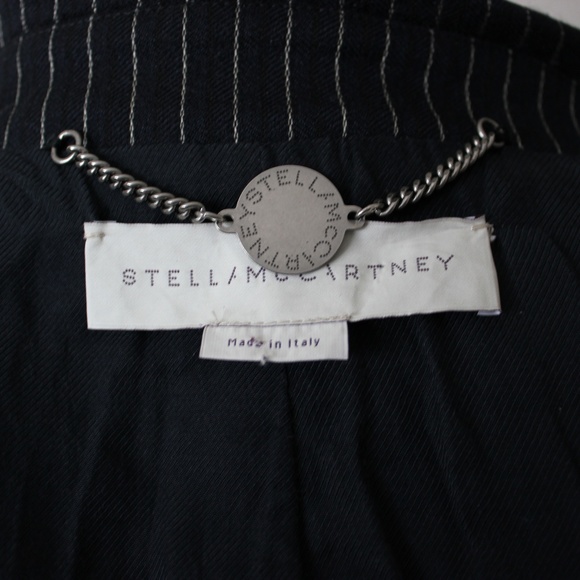 Stella McCartney Classic Pinstripe Asymmetric Wool Blend Jacket Coat Blazer, 38 - Picture 11 of 14
